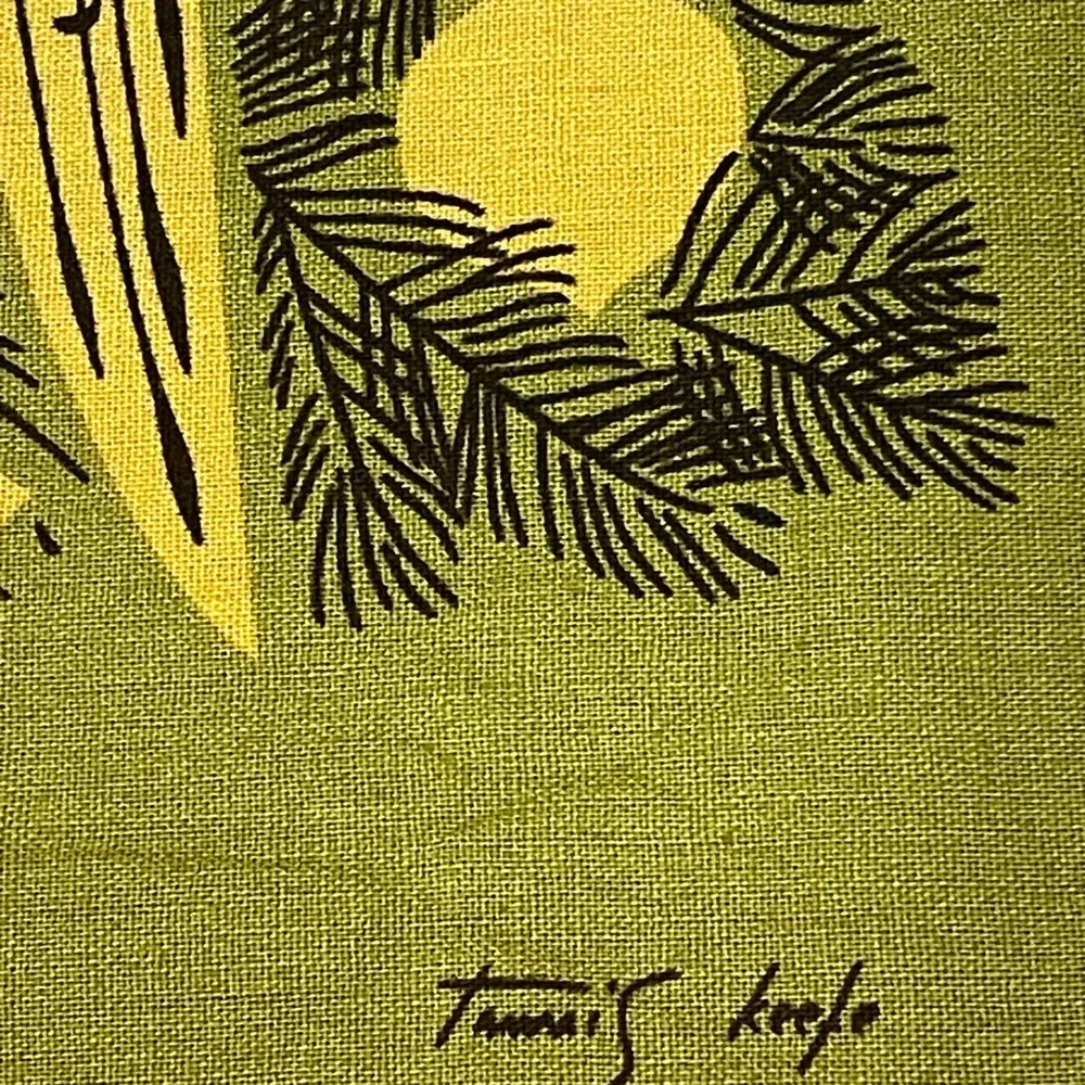 Michael Miller Fabric Panel Chinese Christmas Angel Tree Art Signed MCM Quilt